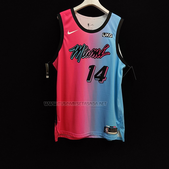 Camiseta Tyler Herro NO 14 Miami Heat Ciudad Autentico 2020-21 Azul Rosa